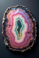Colorful Agate Slice with Intricate Patterns and Textures photo