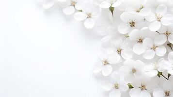 Delicate White Blossoms on Soft White Background for Serenity and Calm photo