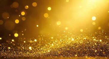 Sparkling Golden Glitter Background with Soft Bokeh Effect photo