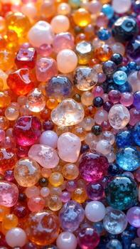 vistoso colección de varios suave brillante vaso gemas y rosario foto