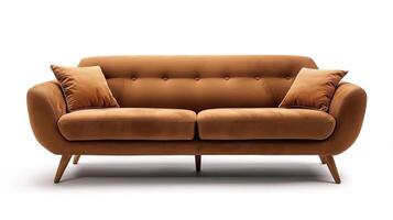 A brown couch with pillows on it photo