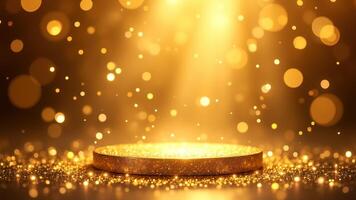 Golden Sparkle Background with Lights and Glittering Effects photo