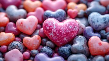 Colorful Hearts in Various Sizes on a Vibrant Background photo