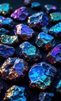 Vibrant Multicolored Rocks with Glimmering Metallic Luster photo