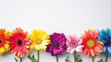 Colorful Gerbera Daisies Arranged on a White Background photo