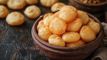 Delicious Halwa Puri in Clay Pot with Warm Shadows photo