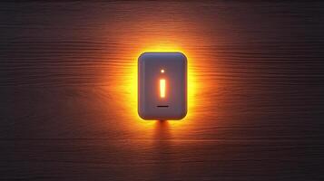 A light switch with an orange light on it photo