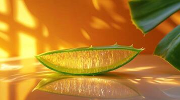 Fresh Lime Slice on Warm Creamy Background photo
