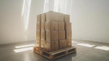 Cardboard Boxes Stack on Pallet - Storage and Shipping Solutions photo