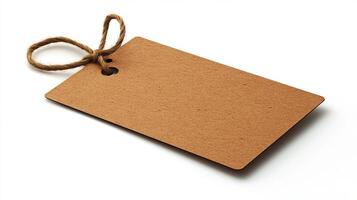 Vintage Brown Tag with String for Labeling and Pricing photo