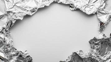 Shiny Foil Piece on White Background - Metallic Texture for Design Projects photo