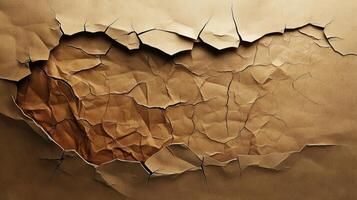 Cracked paper background with a hole in it photo
