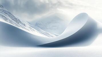 A snow covered mountain with a curved wave photo