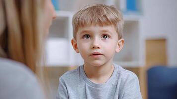 Emotional Connection Between Young Boy and Mother photo
