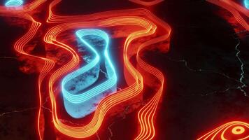 Neon waves reflecting on the floor. Loop animation video