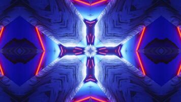 Blue and white abstract design with cross in the middle. Kaleidoscope VJ loop video
