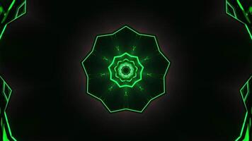 Green and black abstract design with circular design. Kaleidoscope VJ loop video