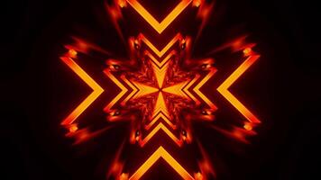 Red and yellow abstract design with black background. Kaleidoscope VJ loop video