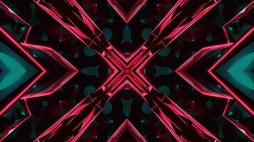 Red and black abstract design with red center. Kaleidoscope VJ loop video