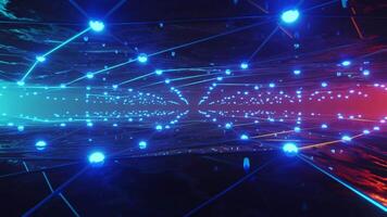 Lots of blue lights in space with red and blue backlighting. Loop animation video