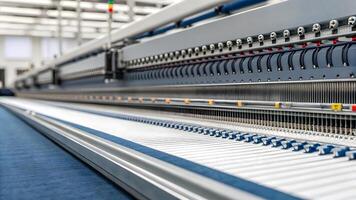 Advanced knitting machine operating in textile factory during daytime photo