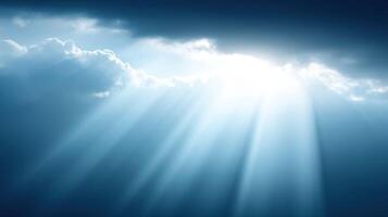 Dramatic sky with sun rays shining through clouds creating a powerful and inspiring natural scene ideal for weather, spirituality, and atmospheric concepts. photo