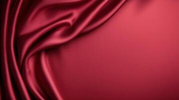 Elegant red silk fabric with smooth folds displaying a luxurious and glossy texture, creating a rich and sophisticated background for various design and artistic projects. photo