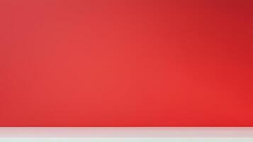 Red wall background with white shelf surface, featuring a soft gradient and minimal clean space for product display or design layout. photo