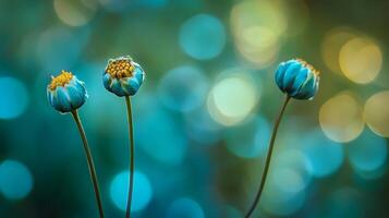 Close-up of blue budding flowers against a bokeh background photo