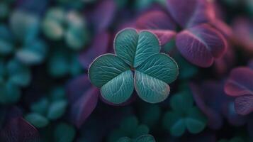 Close-up of vibrant clover leaves with unique textures photo