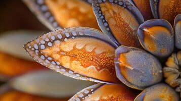 Close-up of vibrant succulent leaves with unique patterns and textures photo