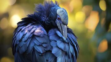 Close-up of a majestic hyacinth macaw in vibrant natural setting photo