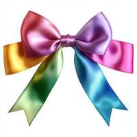 Vibrant multicolored satin bow with elegant rainbow tones photo