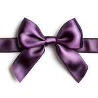 Elegant purple satin bow on white background with ribbon detail photo