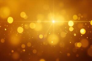 Golden bokeh lights with a bright star in the center, creating a festive and magical atmosphere, perfect for backgrounds and overlays photo