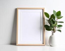 Mock-up with picture frame and blank white content photo