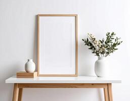 Poster frame with white void, template design background photo