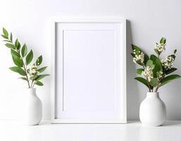 Mock-up layout of frame with empty white center photo