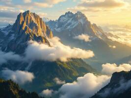 Golden Hour Mountain Majesty Sunrise Cloudscape photo