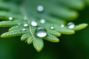 Dew Drops on Fern photo