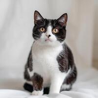 Tuxedo Cat Portrait for Business Use - Charming Feline Mascot Image photo