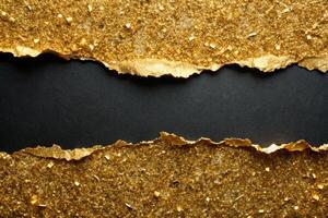 Elegant gold torn paper background with black space for text or product, perfect for business advertising and promotional materials photo