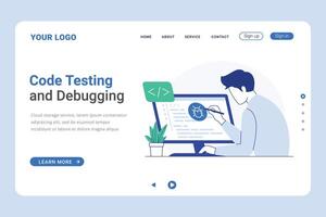 software developer service and programmer landing page template. Easy to edit and customize vector