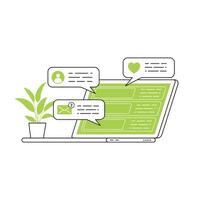 An open laptop has lots of notifications from social media vector