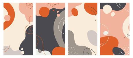 Set of abstract design template backgrounds for social media stories with copy space for text vector