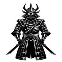 Samurai silhouette flat design on white background vector