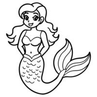 Outline of a Mermaid cartoon character vector