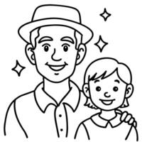 Hand drawn father's day coloring pages illustration vector
