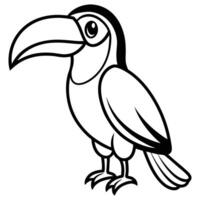 Black and White Toucan simple mascot design on white background vector