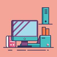 Concept Illustration of a Modern Desktop Computer with Minimalist Style vector